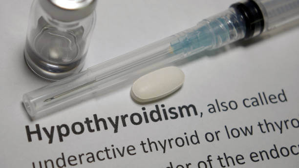 Hypothyroidism text nest to a medicine pill and injection